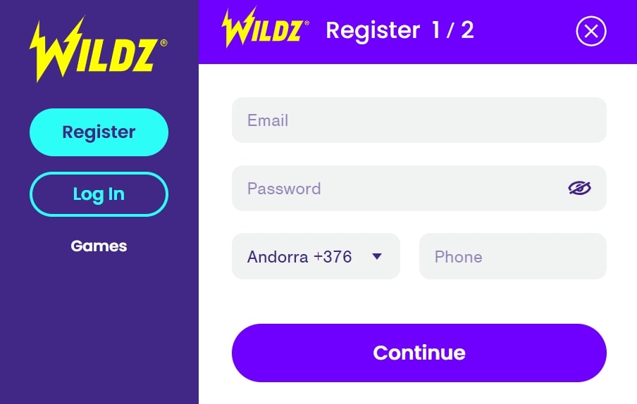 Зарегистрируйтесь на сайте Wildz